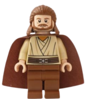 LEGO Qui-Gon Jinn - Light Nougat Head, Reddish Brown Legs and Cape minifigure