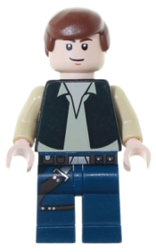 LEGO Han Solo, Black Vest, Dark Blue Legs, Eyes with Pupils minifigure