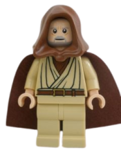 LEGO Obi-Wan Kenobi - Old, Light Nougat, Reddish Brown Hood and Cape, White Pupils minifigure