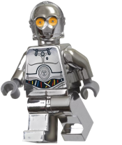 LEGO TC-14 Protocol Droid - Chrome Silver with Blue, Red and White Wires Pattern minifigure