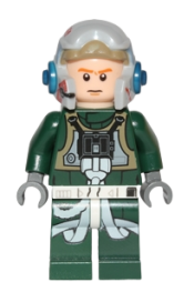 LEGO Rebel Pilot A-wing (Open Helmet, Dark Green Jumpsuit, Frown / Scared) (Arvel Crynyd) minifigure