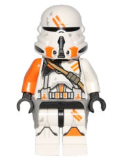 LEGO Clone Airborne Trooper, 212th Attack Battalion (Phase 2) - Orange Arm, Dirt Stains, Scowl minifigure