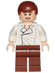 LEGO Han Solo, Reddish Brown Legs without Holster Pattern, Dual Sided Head, Cheek Lines minifigure