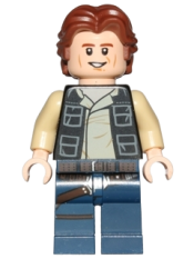 LEGO Han Solo, Dark Blue Legs, Vest with Pockets, Wavy Hair minifigure