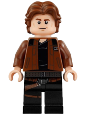 LEGO Han Solo, Black Legs with Holster Pattern, Brown Jacket with Black Shoulders minifigure
