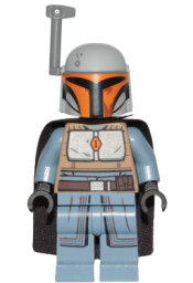LEGO Mandalorian Tribe Warrior - Female, Black Cape, Light Bluish Gray Helmet with Antenna / Rangefinder minifigure