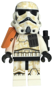 LEGO Sandtrooper Squad Leader/Captain - Orange Pauldron, Ammo Pouch, Dirt Stains, Survival Backpack, Frown (Dual Molded Helmet) minifigure