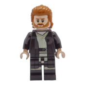 LEGO Obi-Wan Kenobi - Reddish Brown Robe, Dark Orange Mid-Length Hair with Ruffled Back minifigure