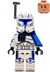 LEGO Clone Trooper Captain Rex, 501st Legion (Phase 2) - Blue Cloth Pauldron, Rangefinder, Printed White Arms minifigure