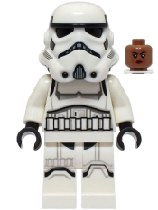 LEGO Imperial Stormtrooper - Female, Dual Molded Helmet with Light Bluish Gray Panels on Back, Shoulder Belts, Medium Brown Head set