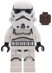 LEGO Imperial Stormtrooper - Male, Dual Molded Helmet with Light Bluish Gray Panels on Back, Shoulder Belts, Umber Head set