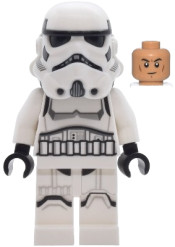 LEGO Imperial Stormtrooper - Male, Dual Molded Helmet with Light Bluish Gray Panels on Back, Shoulder Belts, Medium Nougat Head set