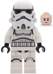 LEGO Imperial Stormtrooper - Female, Dual Molded Helmet with Light Bluish Gray Panels on Back, Shoulder Belts, Light Nougat Head set