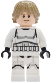 LEGO Luke Skywalker - Stormtrooper Outfit, Printed Legs, Dark Tan Hair, Smile with Crease / Frown set