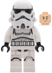 LEGO Imperial Stormtrooper - Male, Dual Molded Helmet with Light Bluish Gray Panels on Back, Shoulder Belts, Medium Tan Head set