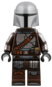 LEGO The Mandalorian / Din Djarin / 'Mando' - Silver Beskar Armor, Jetpack, Printed Head, Reddish Brown and Dark Silver Knee Pads set