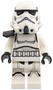 LEGO Imperial Stormtrooper - Dual Molded Helmet with Light Bluish Gray Panels on Back, Black Pauldron, Shoulder Belts, Medium Nougat Head set