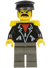 LEGO Time Twisters - Black Leather Jacket with Zippered Pockets over Red Shirt, Yellow Epaulettes (Tony Twister / Baron Blomberg) minifigure