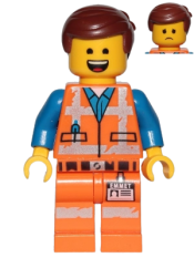 LEGO Emmet - Wide Smile with Teeth and Tongue / Sad, Worn Uniform minifigure