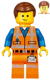 LEGO Emmet - Lopsided Smile / Angry, Worn Uniform minifigure