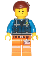 LEGO Emmet - Lopsided Smile, Eyebrows / Scared, Dark Blue Uniform minifigure
