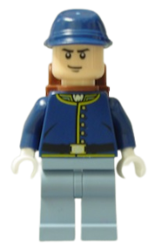 LEGO Cavalry Soldier - Backpack, Black Eyebrows, Crooked Smile minifigure