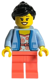 LEGO LEGO Store Customer - Female, Light Blue Jacket, Coral Legs minifigure