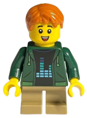 LEGO Boy - Dark Green Hoodie, Dark Tan Short Legs minifigure