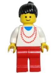 LEGO Necklace Red - Red Legs, Black Ponytail Hair minifigure