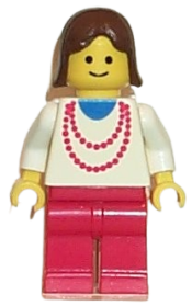 LEGO Necklace Red - Red Legs, Brown Female Hair minifigure