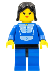 LEGO Jogging Suit,  Blue Legs with Black Hips, Black Female Hair minifigure