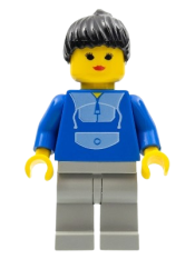 LEGO Jogging Suit, Light Gray Legs, Black Ponytail Hair minifigure