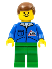 LEGO Bulldozer Logo - Green Legs, Brown Male Hair minifigure