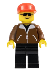 LEGO Jacket Brown - Black Legs, Red Cap minifigure