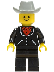LEGO Suit with 3 Buttons Black - Black Legs, Light Gray Cowboy Hat minifigure