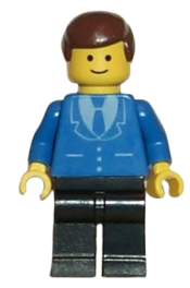 LEGO Suit with 3 Buttons Blue - Black Legs, Brown Male Hair minifigure