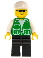 LEGO Jacket Green with 2 Large Pockets - Black Legs, White Cap minifigure