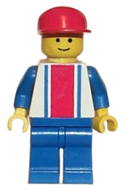 LEGO Vertical Lines Red & Blue - Blue Arms - Blue Legs, Red Cap minifigure