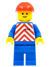 LEGO Red & White Stripes - Blue Legs, Red Construction Helmet minifigure