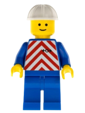 LEGO Red & White Stripes - Blue Legs, White Construction Helmet minifigure