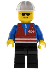 LEGO Red Vest and Zipper - Black Legs, White Construction Helmet, Sunglasses minifigure