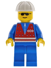 LEGO Red Vest and Zipper - Blue Legs, White Construction Helmet, Sunglasses minifigure