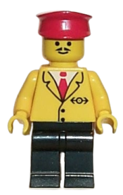 LEGO Railway Employee 5, Black Legs, Red Hat minifigure