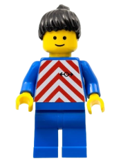 LEGO Red & White Stripes - Blue Legs, Black Ponytail Hair minifigure