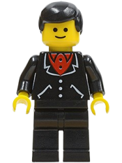 LEGO Suit with 3 Buttons Black - Black Legs, Black Male Hair minifigure