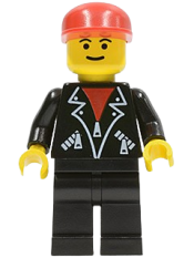 LEGO Leather Jacket with Zippers - Black Legs, Red Cap minifigure