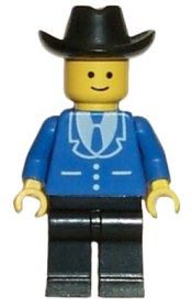 LEGO Suit with 3 Buttons Blue - Black Legs, Black Cowboy Hat minifigure