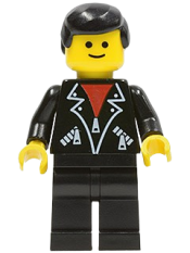 LEGO Leather Jacket with Zippers - Black Legs, Black Male Hair minifigure