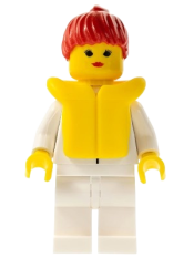 LEGO Shirt with 2 Pockets, White Legs, Red Ponytail Hair, Life Jacket minifigure