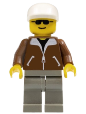 LEGO Jacket Brown - Dark Gray Legs, White Cap minifigure